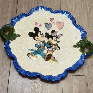 Disney Mickey and Minnie in love / OOAK Handpainted 1987/ cake plater
